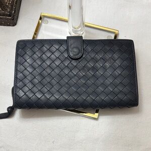 Bottega Veneta Black Woven Wallet